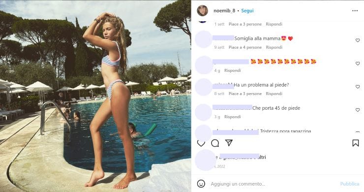 Noemi Bocchi posta la foto della figlia in piscina