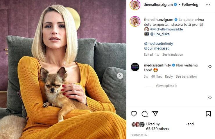 Michelle Hunziker con il suo cane